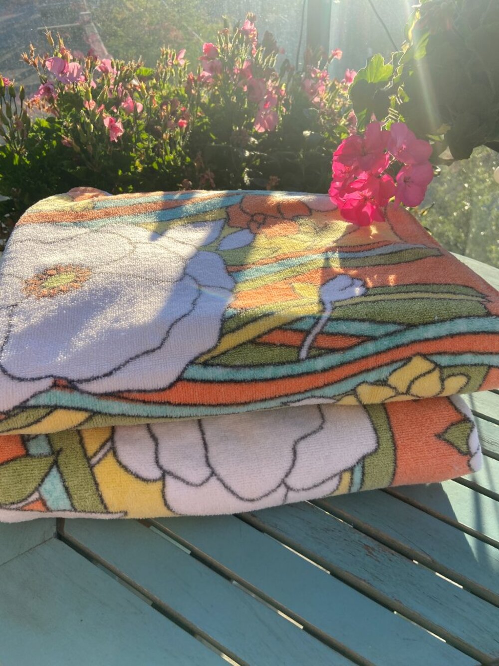 Vintage Fieldcrest Floral Bath Towels Set of 2 | MCM Retro Decor